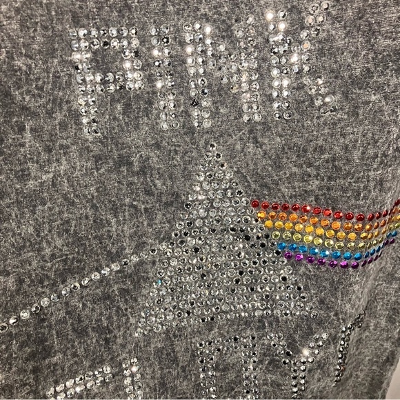 Pink Floyd Studded black Acid Wash T-Shirt Dark side of the Moon, mens size M - Picture 3 of 5